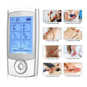 LIWANMER Dual Channel TENS EMS Unit 16 Modes Muscle Stimulator for Pain Relief Therapy,Rechargeable Electronic Pulse Massager with 12 Pads for Back and Shoulder Pain Relief and Muscle Strength